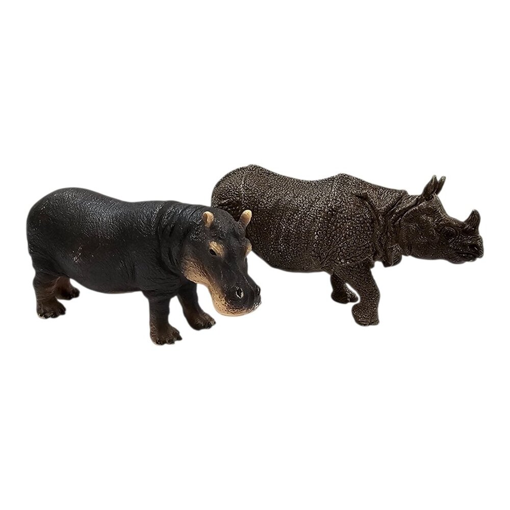 Schleich Hippopotamus Indian Rhinoceros Figurines Hand Painted Realistic Toy Lot